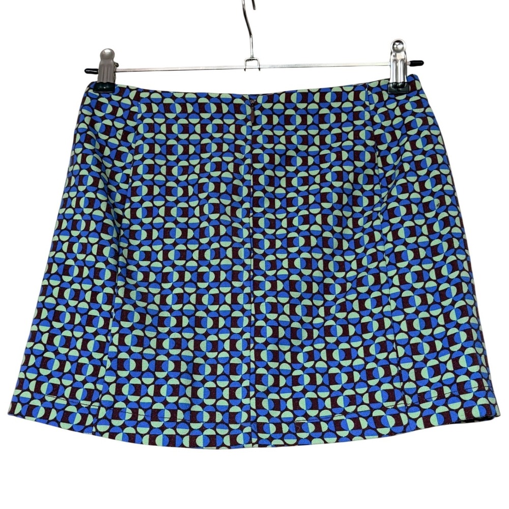 Urban Outfitters Geometric Print Mini Skirt Blue Green Mod Retro XS - Picture 4 of 6